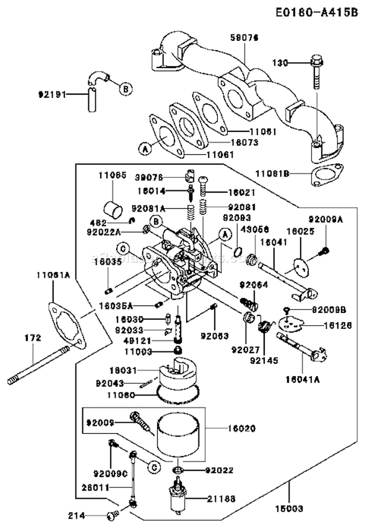 Page B Diagram and Parts List for FH500V BS15 Kawasaki Engine