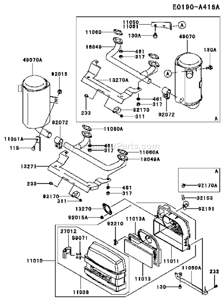 Page A Diagram and Parts List for FH500V AS20 Kawasaki Engine