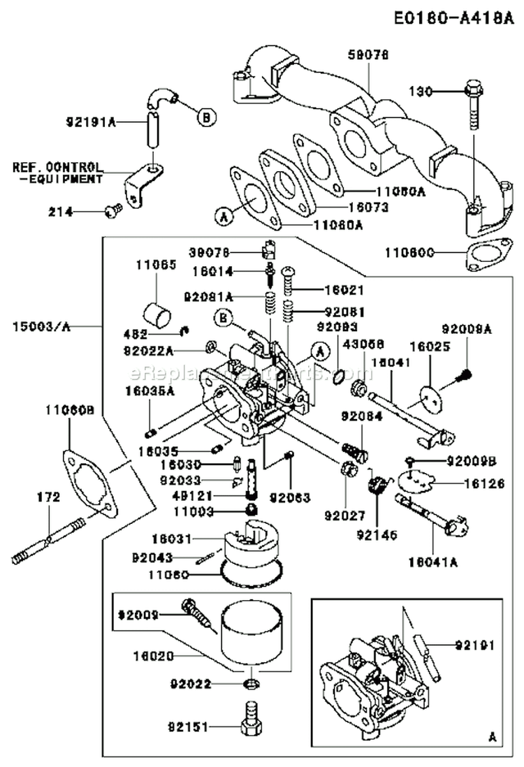 Page B Diagram and Parts List for FH500V AS20 Kawasaki Engine