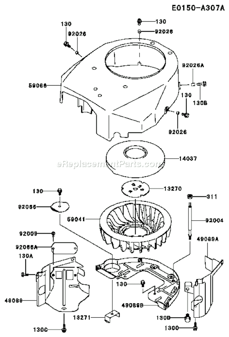 Page D Diagram and Parts List for FH500V AS20 Kawasaki Engine