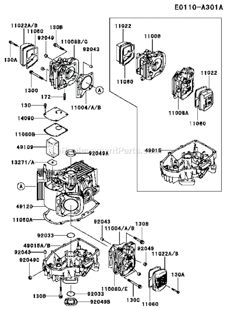 Page E Diagram and Parts List for FH500V AS20 Kawasaki Engine