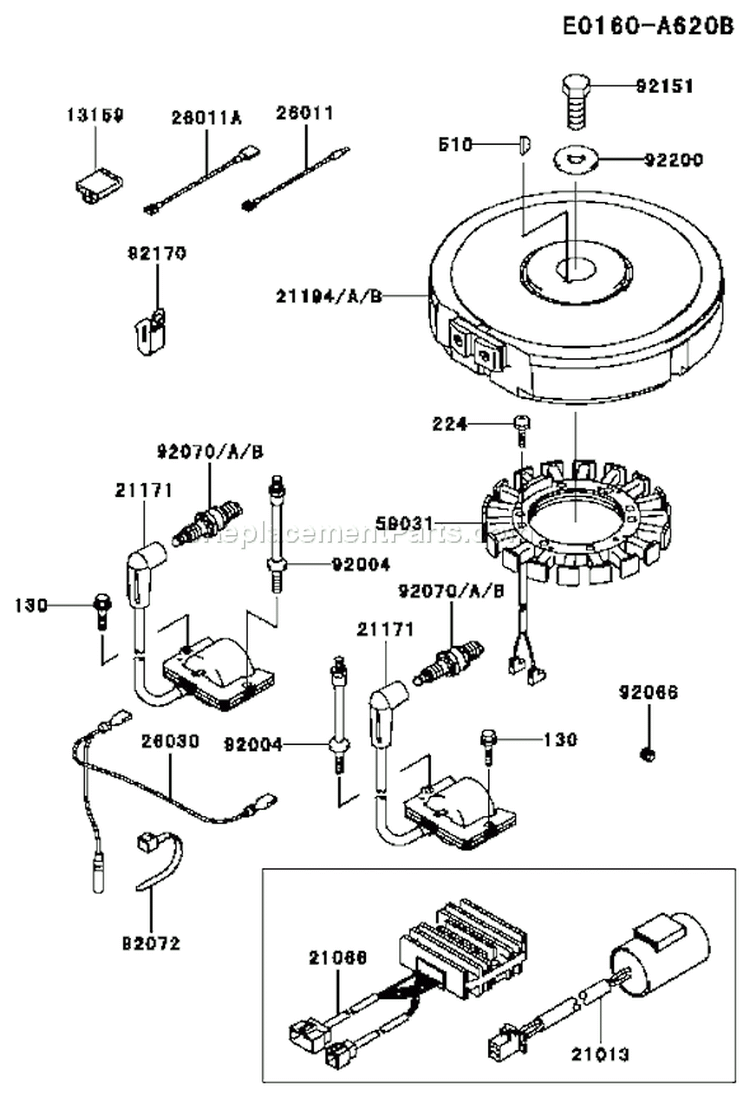Page F Diagram and Parts List for FH500V AS20 Kawasaki Engine
