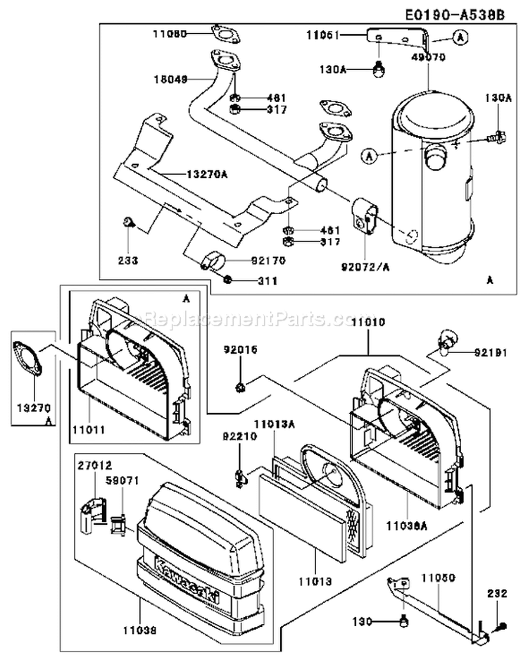 Page A Diagram and Parts List for FH500V AS24 Kawasaki Engine