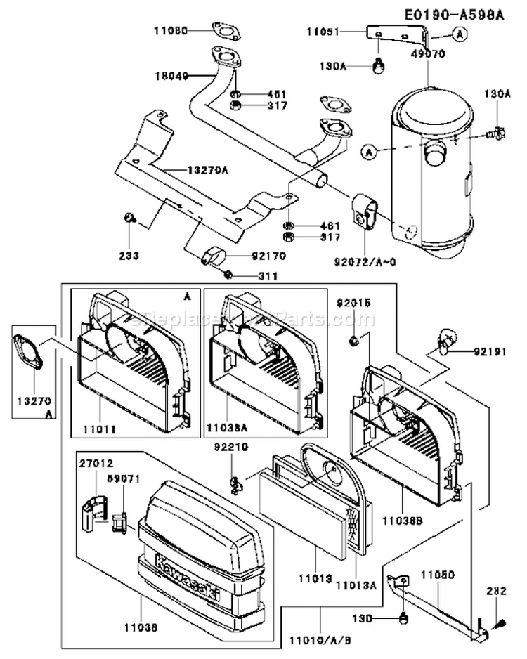 Page A Diagram and Parts List for FH500V AS31 Kawasaki Engine