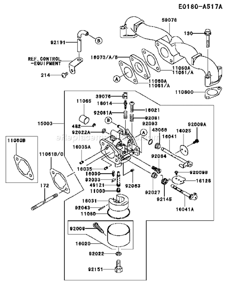 Page B Diagram and Parts List for FH500V AS31 Kawasaki Engine