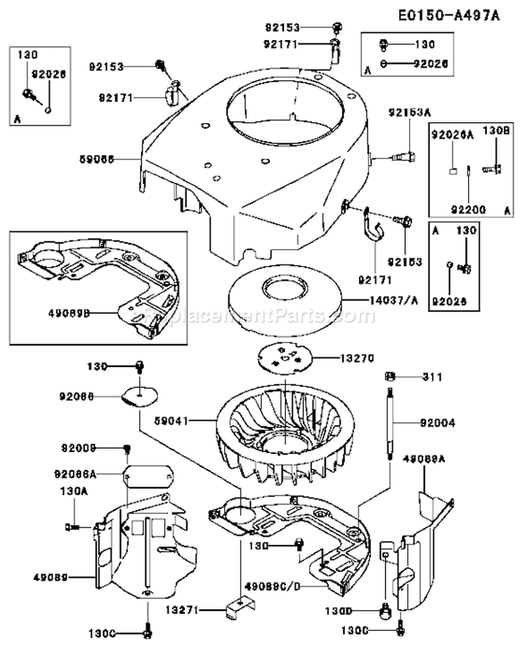 Page D Diagram and Parts List for FH500V AS31 Kawasaki Engine