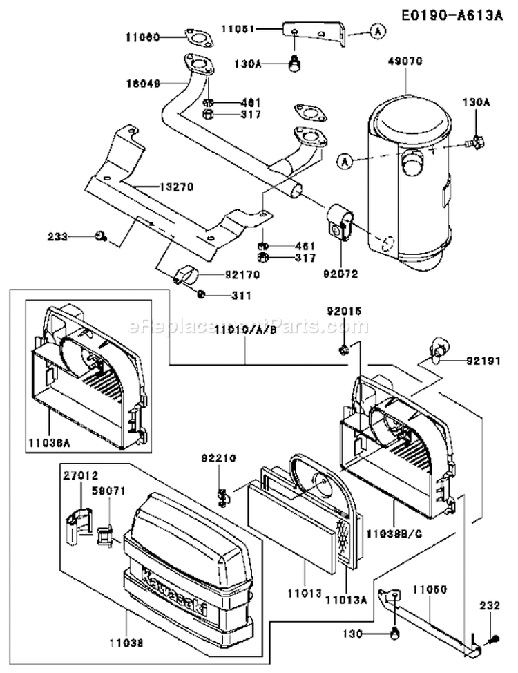 Page A Diagram and Parts List for FH500V BS36 Kawasaki Engine