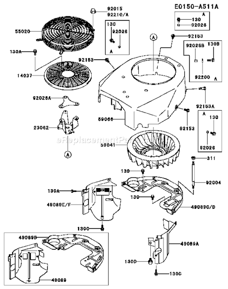 Page D Diagram and Parts List for FH500V BS36 Kawasaki Engine