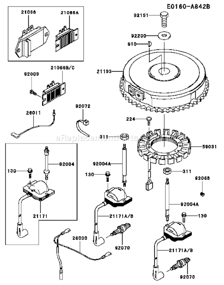 Page F Diagram and Parts List for FH500V BS36 Kawasaki Engine