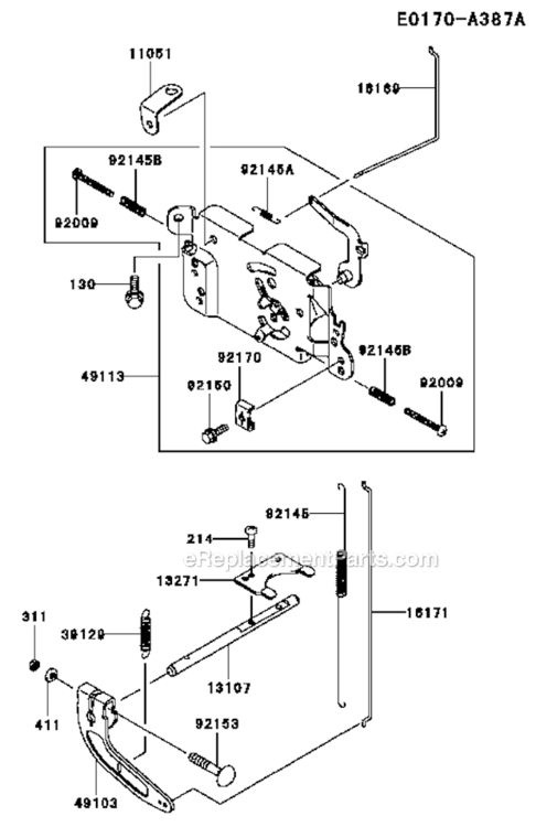 Control-Equipment Diagram and Parts List for FH500V-BS38  Kawasaki Engine