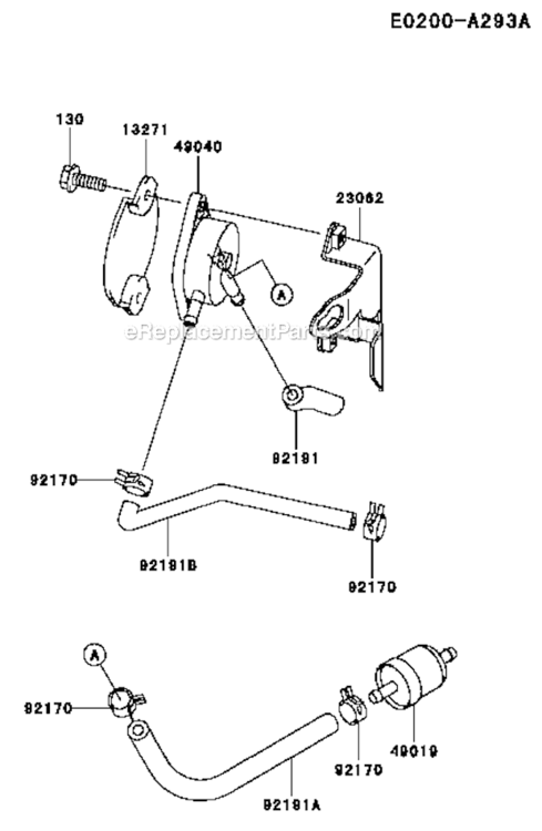 Fuel-TankFuel-Valve Diagram and Parts List for FH500V-BS38  Kawasaki Engine