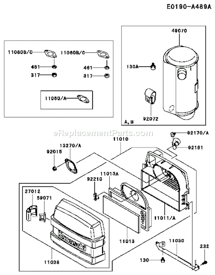 Page A Diagram and Parts List for FH500V AS14 Kawasaki Engine