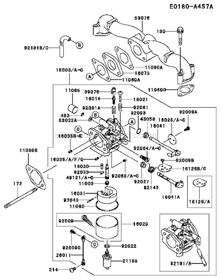 Page B Diagram and Parts List for FH500V AS14 Kawasaki Engine