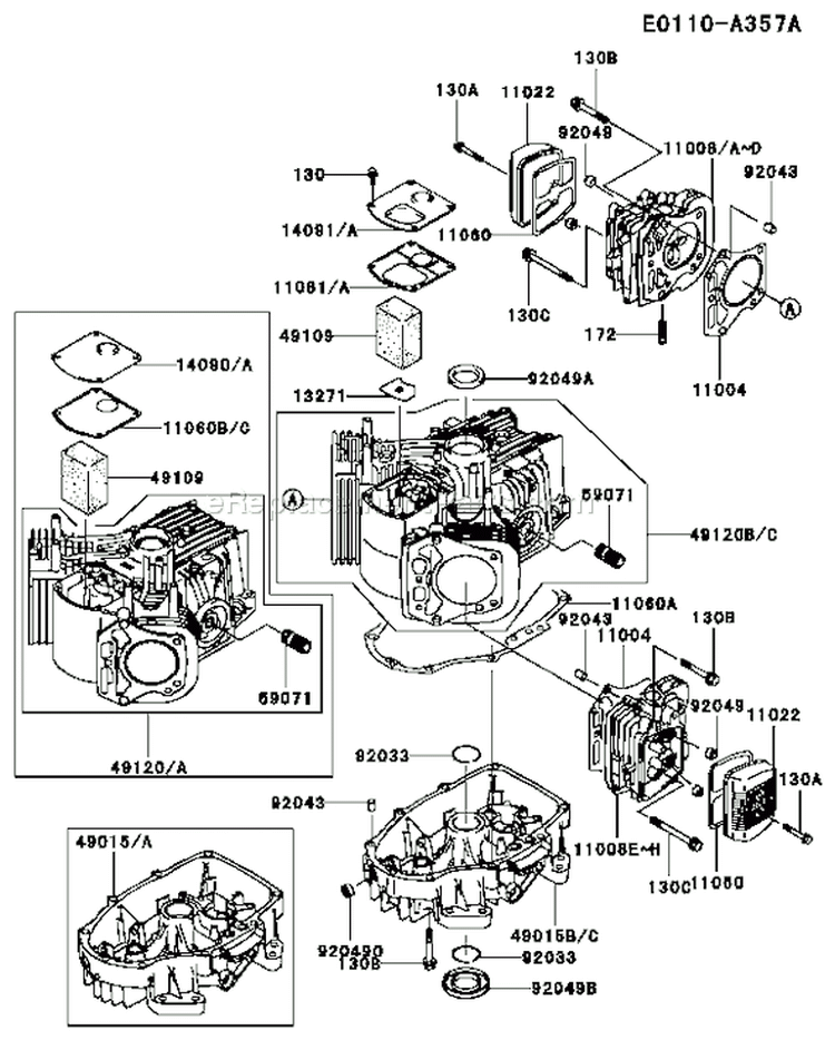Page E Diagram and Parts List for FH500V AS14 Kawasaki Engine