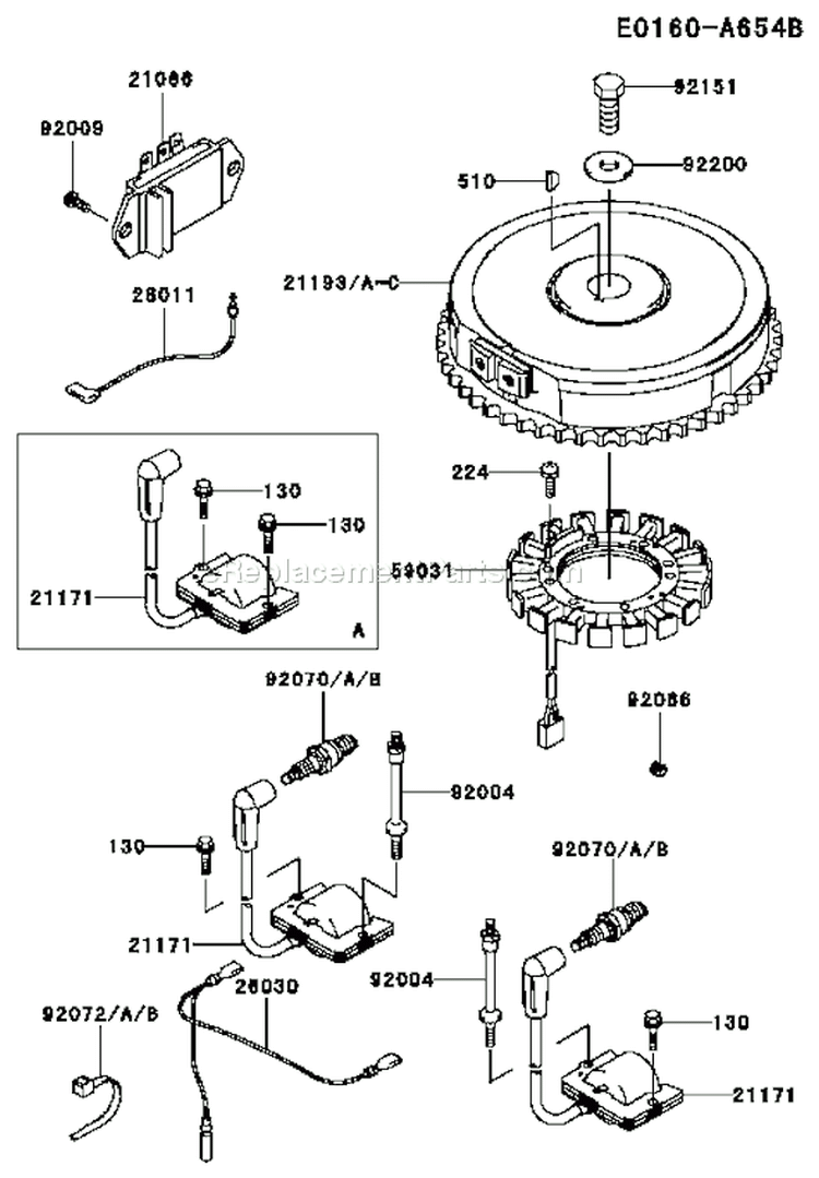 Page F Diagram and Parts List for FH500V AS14 Kawasaki Engine