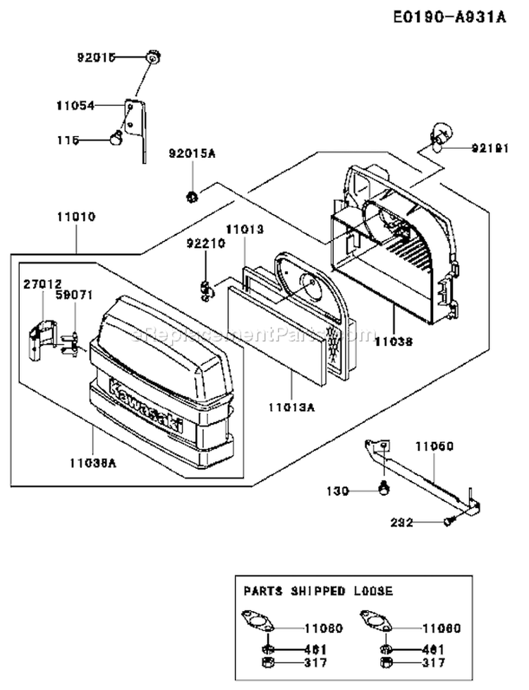 Page A Diagram and Parts List for FH500V ES04 Kawasaki Engine