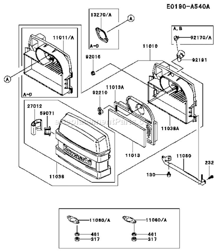 Page A Diagram and Parts List for FH500V DS10 Kawasaki Engine