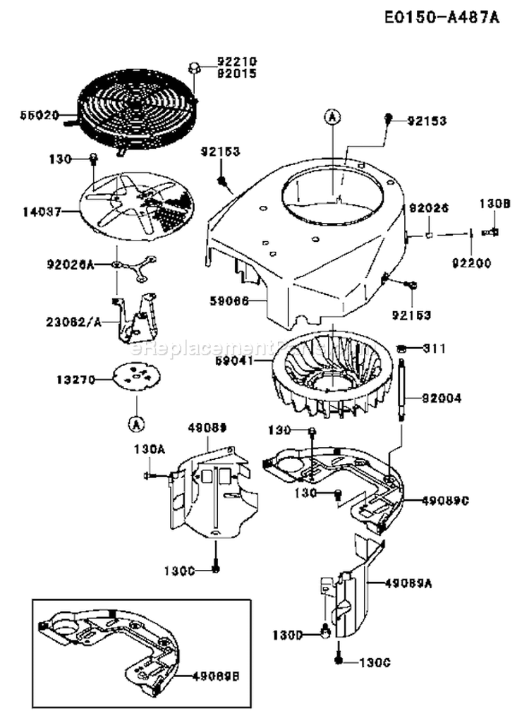 Page D Diagram and Parts List for FH500V FS10 Kawasaki Engine