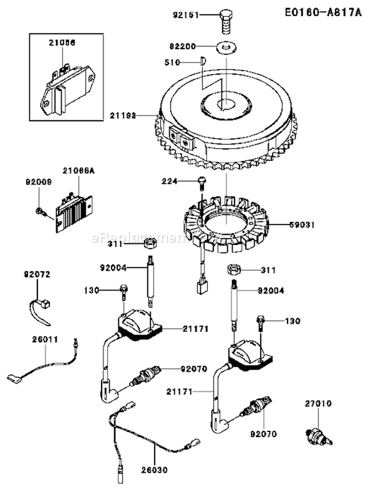 Page F Diagram and Parts List for FH500V FS10 Kawasaki Engine
