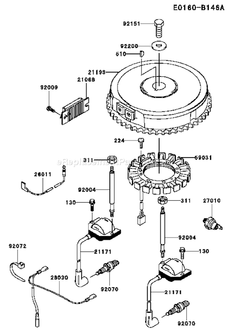 Page F Diagram and Parts List for FH500V HS10 Kawasaki Engine