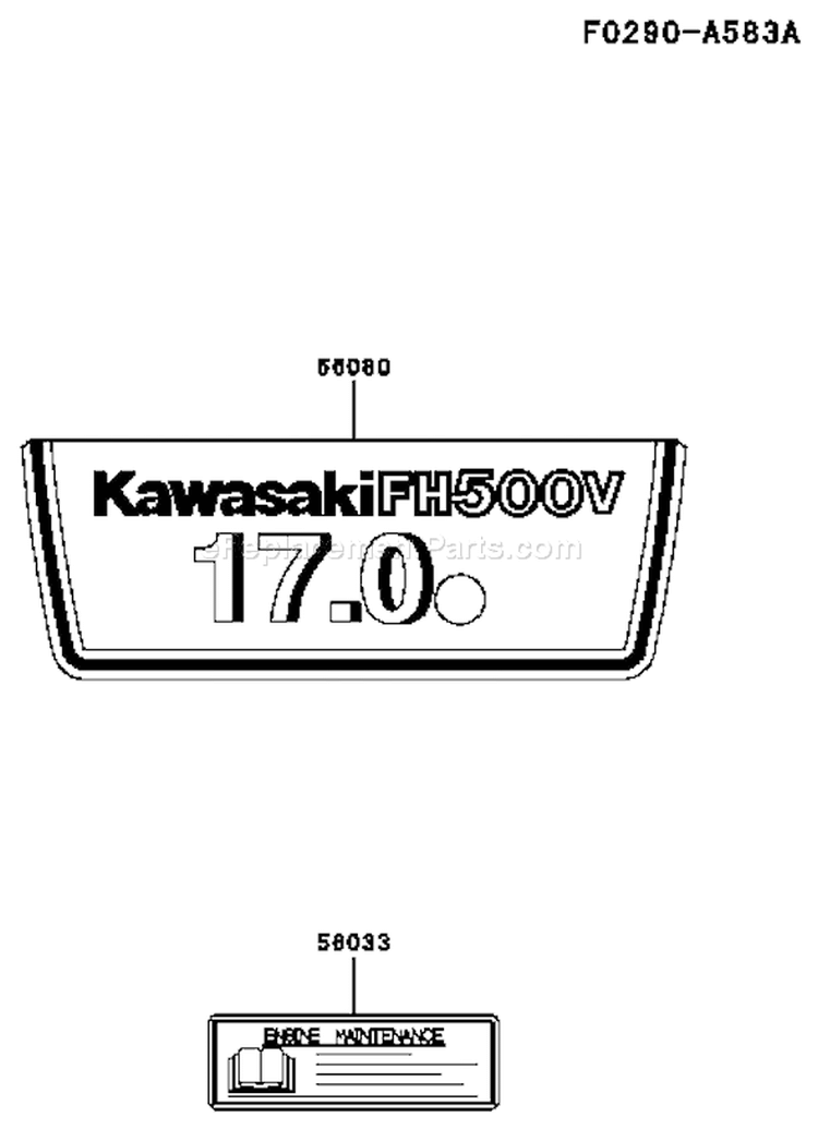 Page H Diagram and Parts List for FH500V HS10 Kawasaki Engine