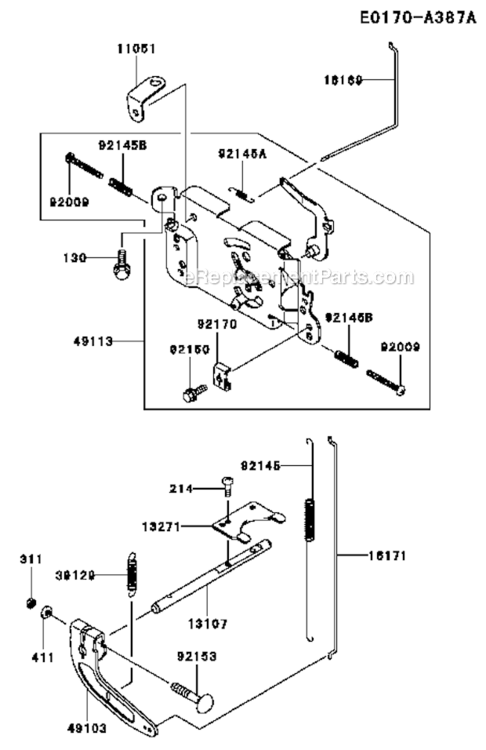 Control-Equipment Diagram and Parts List for FH500V CS38 Kawasaki Engine