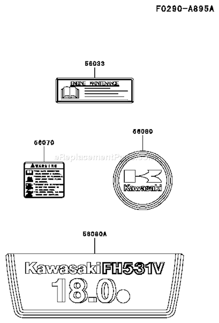 Page H Diagram and Parts List for FH531V-AS01  Kawasaki Engine