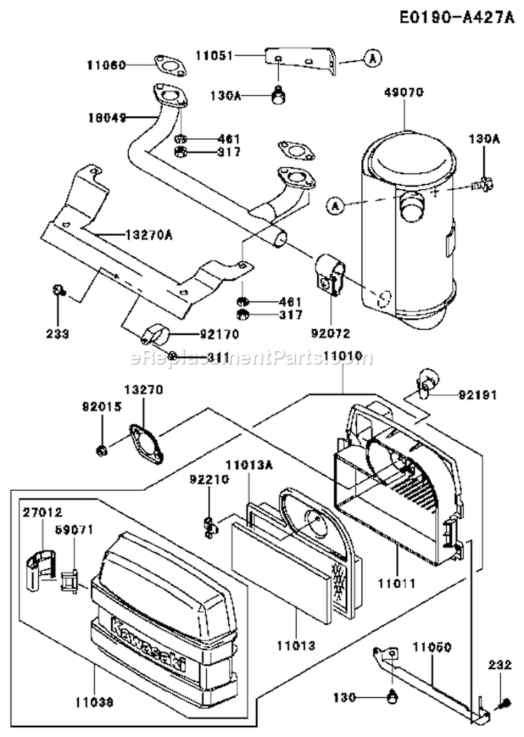Page A Diagram and Parts List for FH531V-AS05  Kawasaki Engine