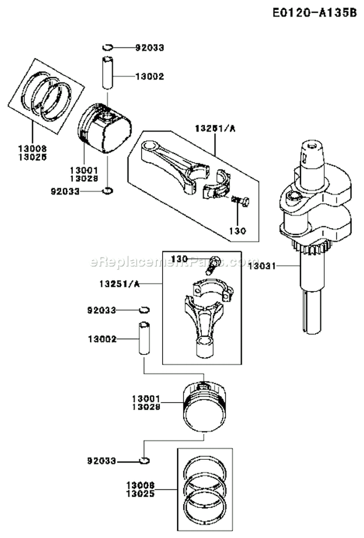 Page J Diagram and Parts List for FH500V AS20 Kawasaki Engine