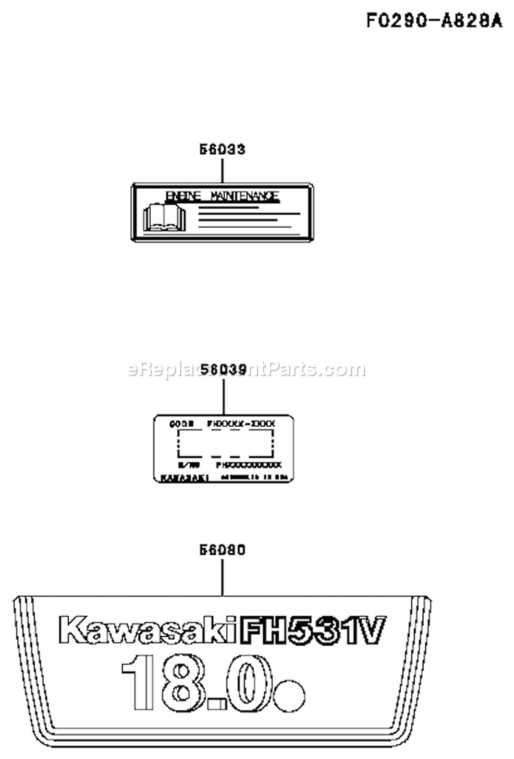 Page H Diagram and Parts List for FH531V-AS05  Kawasaki Engine