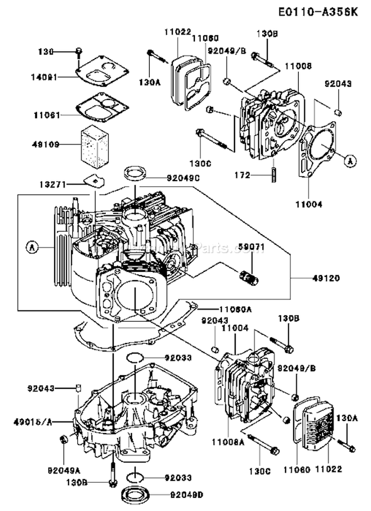 Page E Diagram and Parts List for FH531V-AS10  Kawasaki Engine