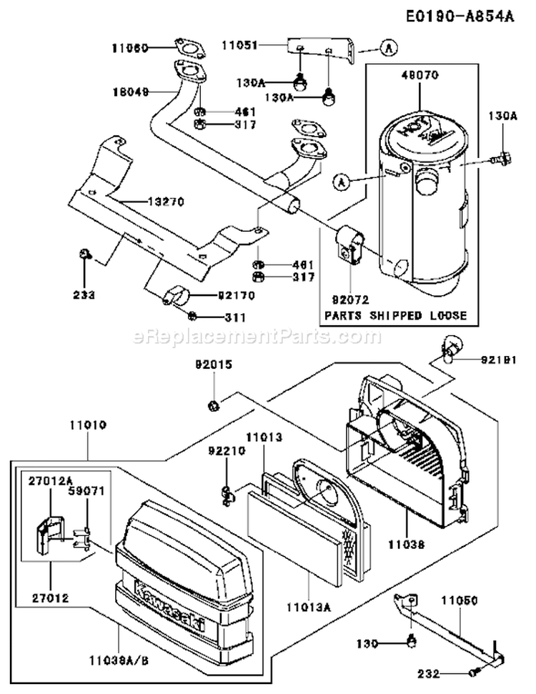 Page A Diagram and Parts List for FH531V-BS05  Kawasaki Engine