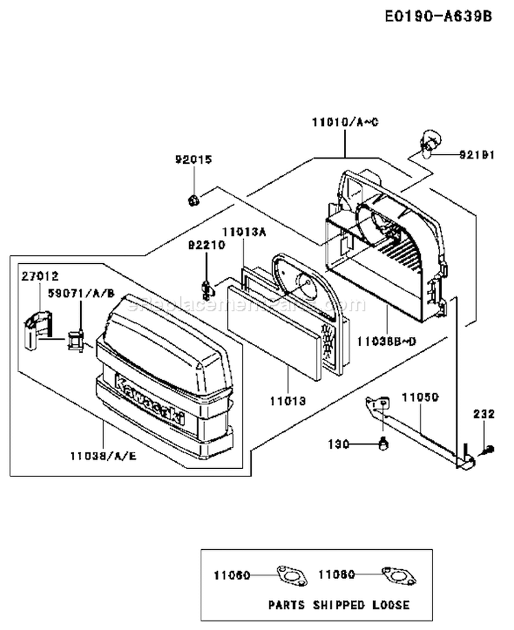 Page A Diagram and Parts List for FH531V-AS06  Kawasaki Engine