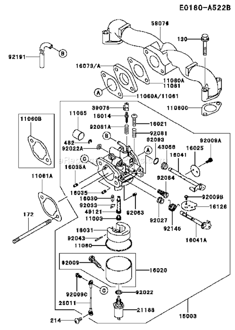 Page B Diagram and Parts List for FH531V-AS06  Kawasaki Engine