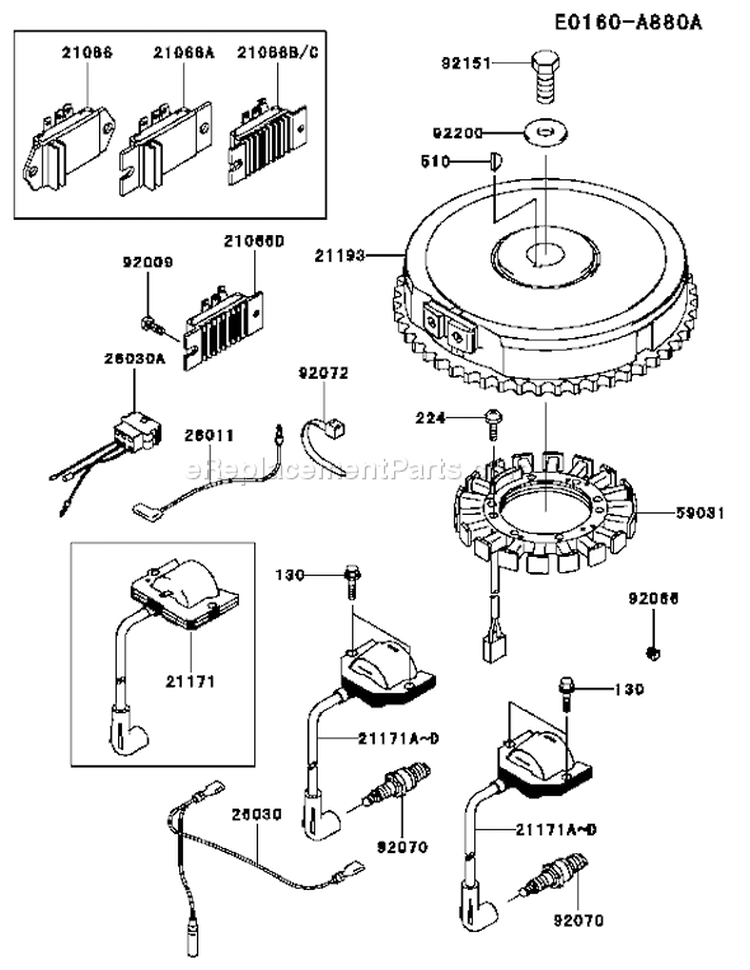 Page F Diagram and Parts List for FH531V-AS06  Kawasaki Engine