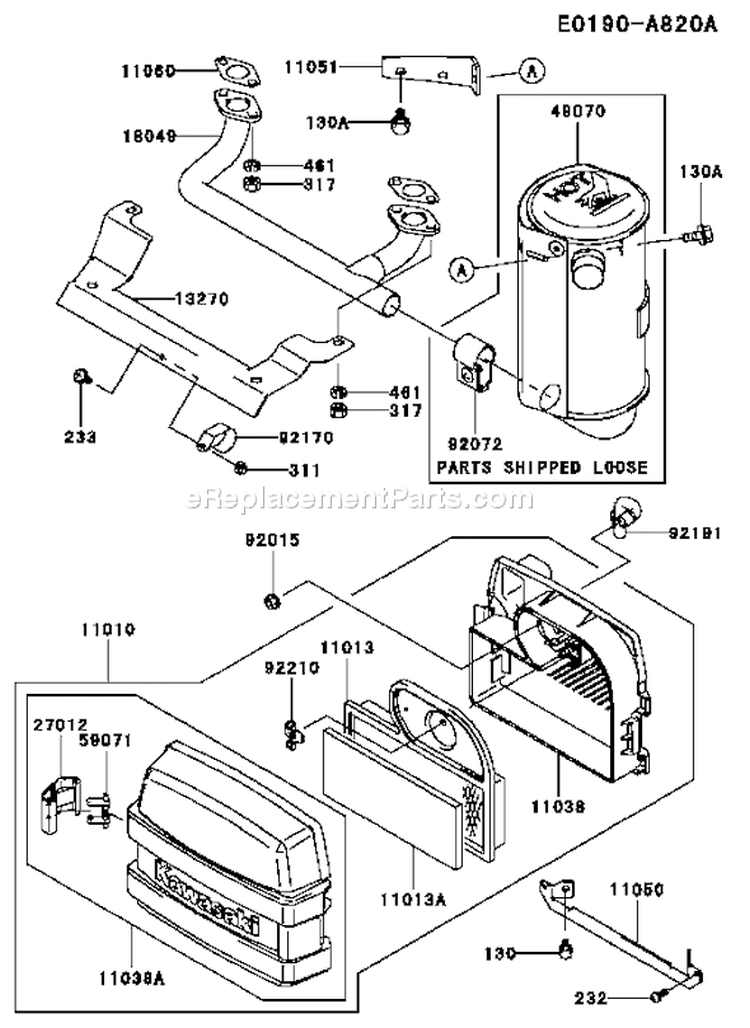 Page A Diagram and Parts List for FH531V-BS08  Kawasaki Engine