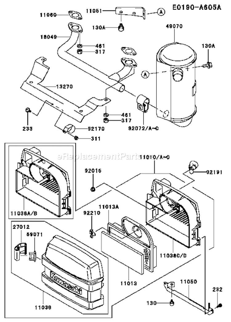 Page A Diagram and Parts List for FH531V-AS07  Kawasaki Engine