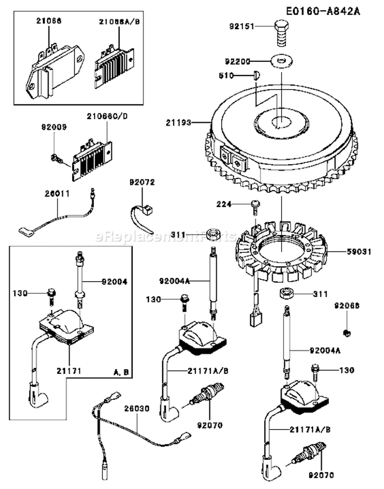 Page F Diagram and Parts List for FH531V-AS07  Kawasaki Engine