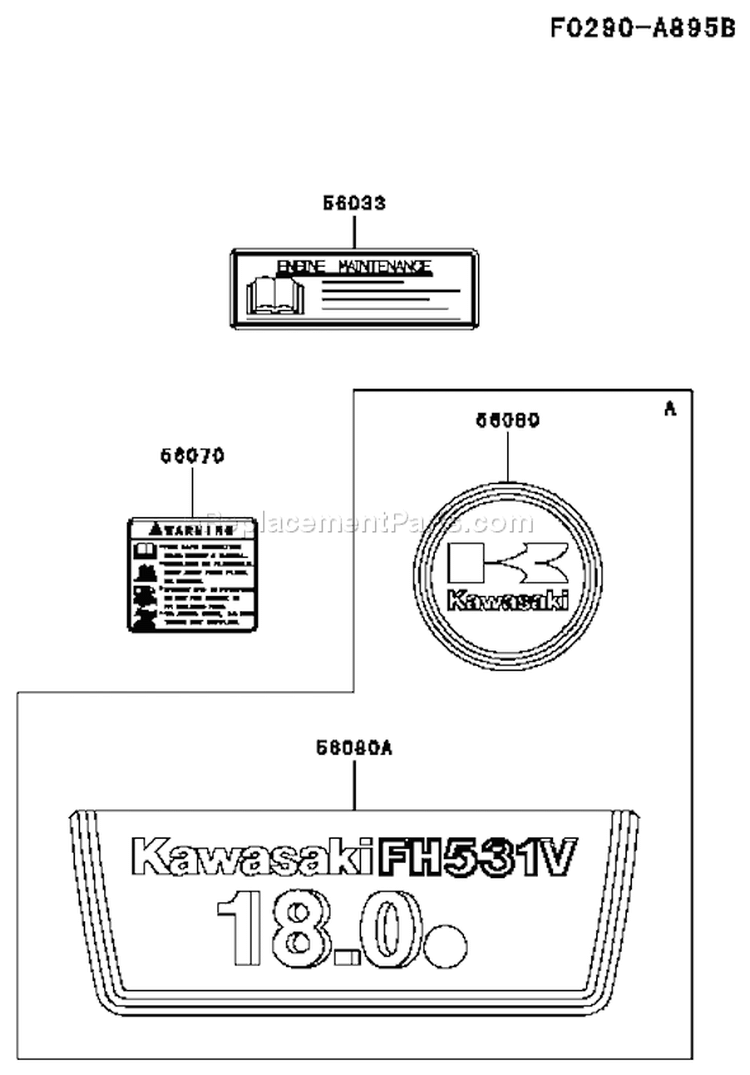 Page H Diagram and Parts List for FH531V-AS07  Kawasaki Engine