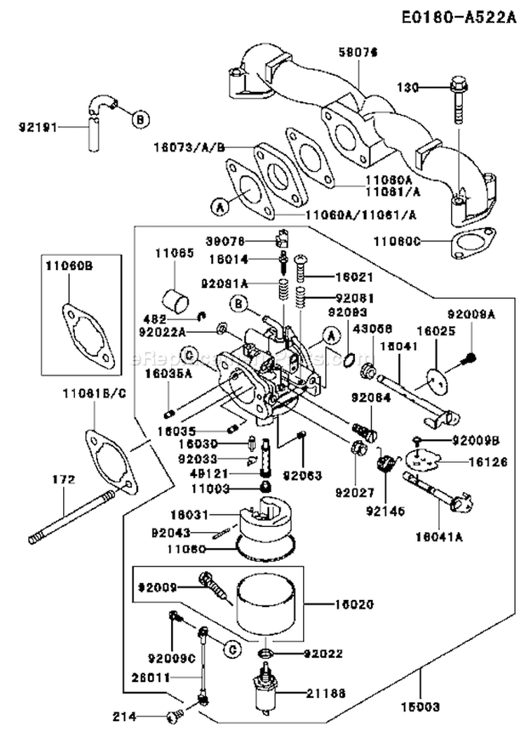Page B Diagram and Parts List for FH531V-AS50  Kawasaki Engine