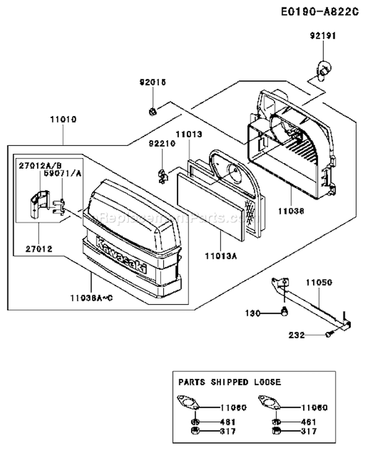 Page A Diagram and Parts List for FH531V-ES50  Kawasaki Engine
