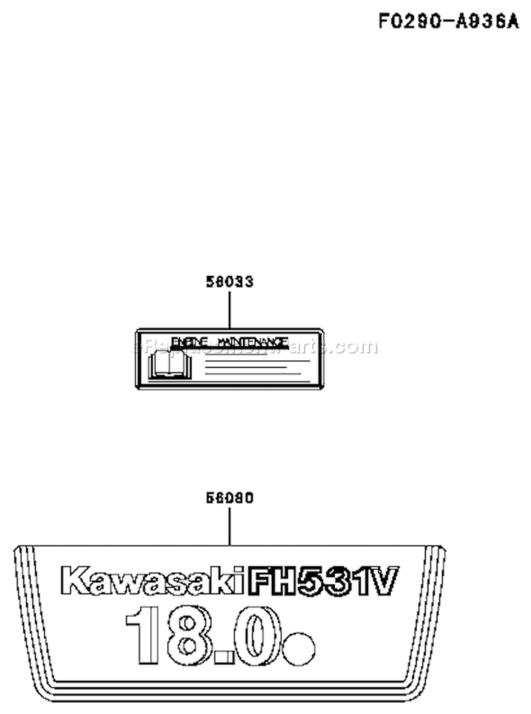 Page H Diagram and Parts List for FH531V-AS50  Kawasaki Engine
