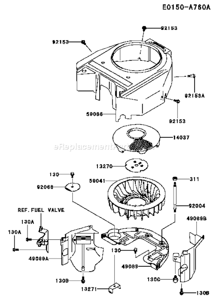 Page D Diagram and Parts List for FH541V AS40 Kawasaki Engine