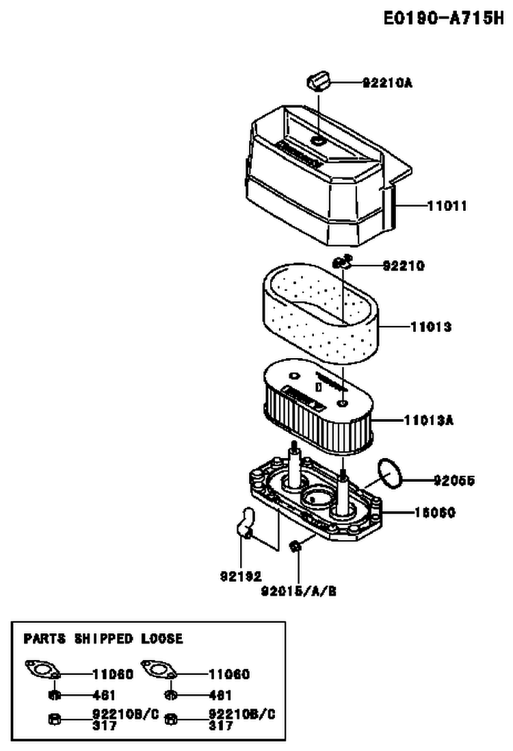 Page A Diagram and Parts List for FH541V AS41 Kawasaki Engine
