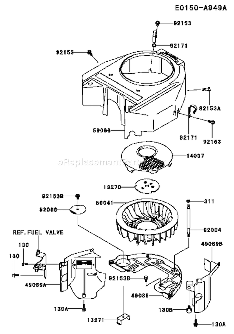 Page D Diagram and Parts List for FH541V AS43 Kawasaki Engine