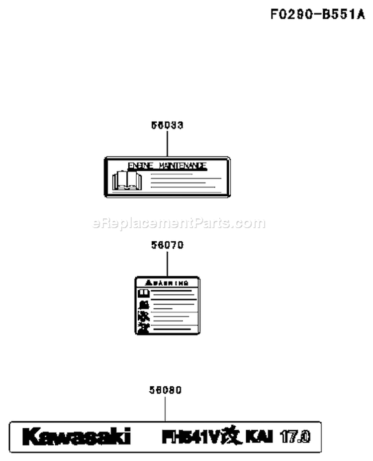 Page H Diagram and Parts List for FH541V AS48 Kawasaki Engine