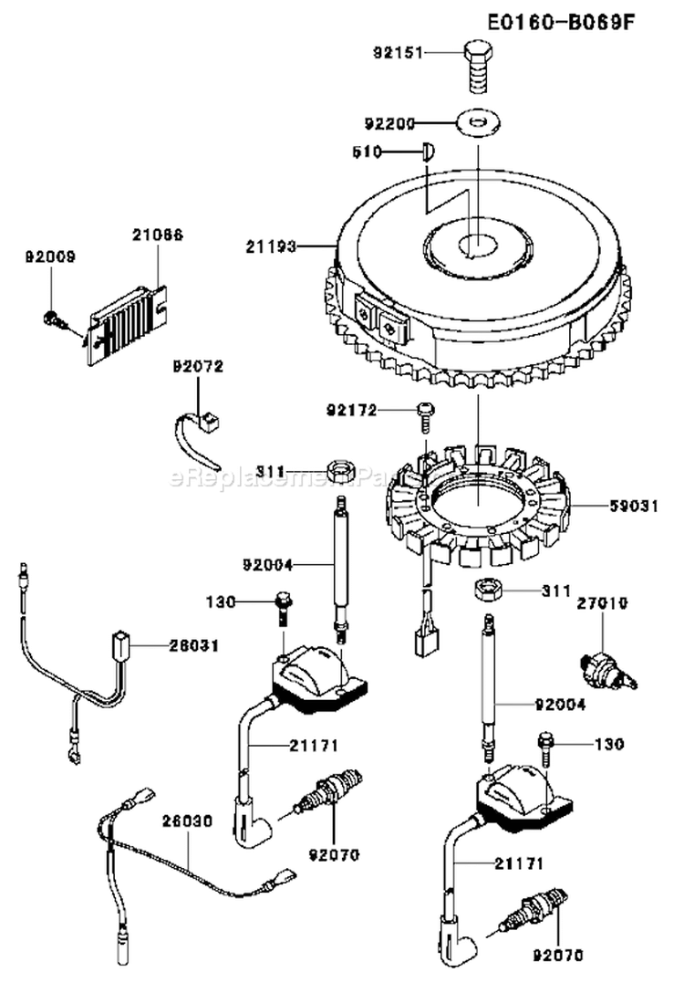 Page F Diagram and Parts List for FH541V AS51 Kawasaki Engine