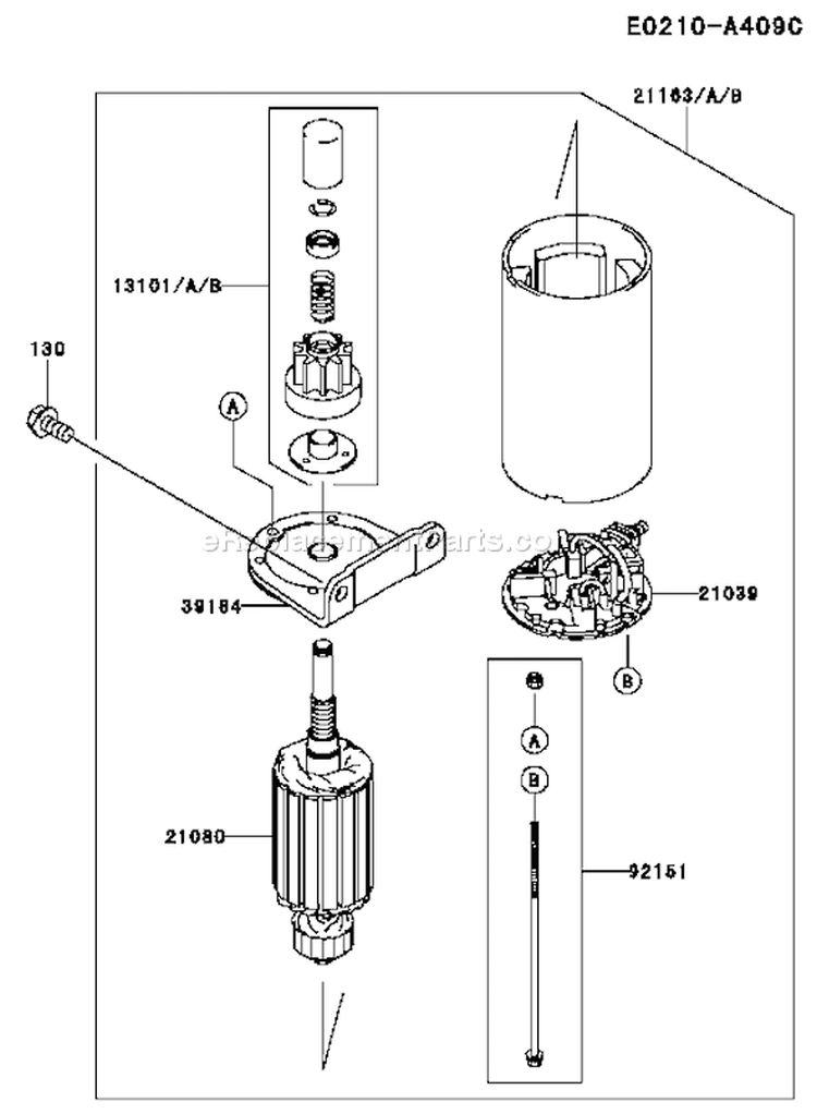 Page K Diagram and Parts List for FH541V-AS10  Kawasaki Engine