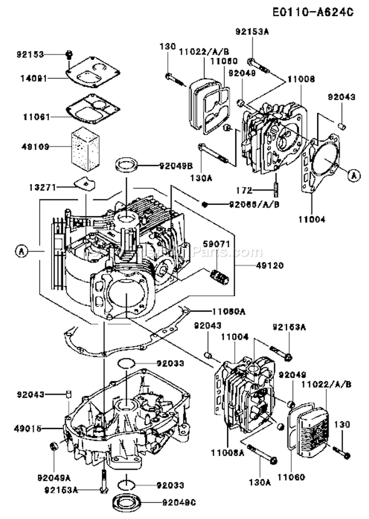 Page E Diagram and Parts List for FH541V-AS10  Kawasaki Engine