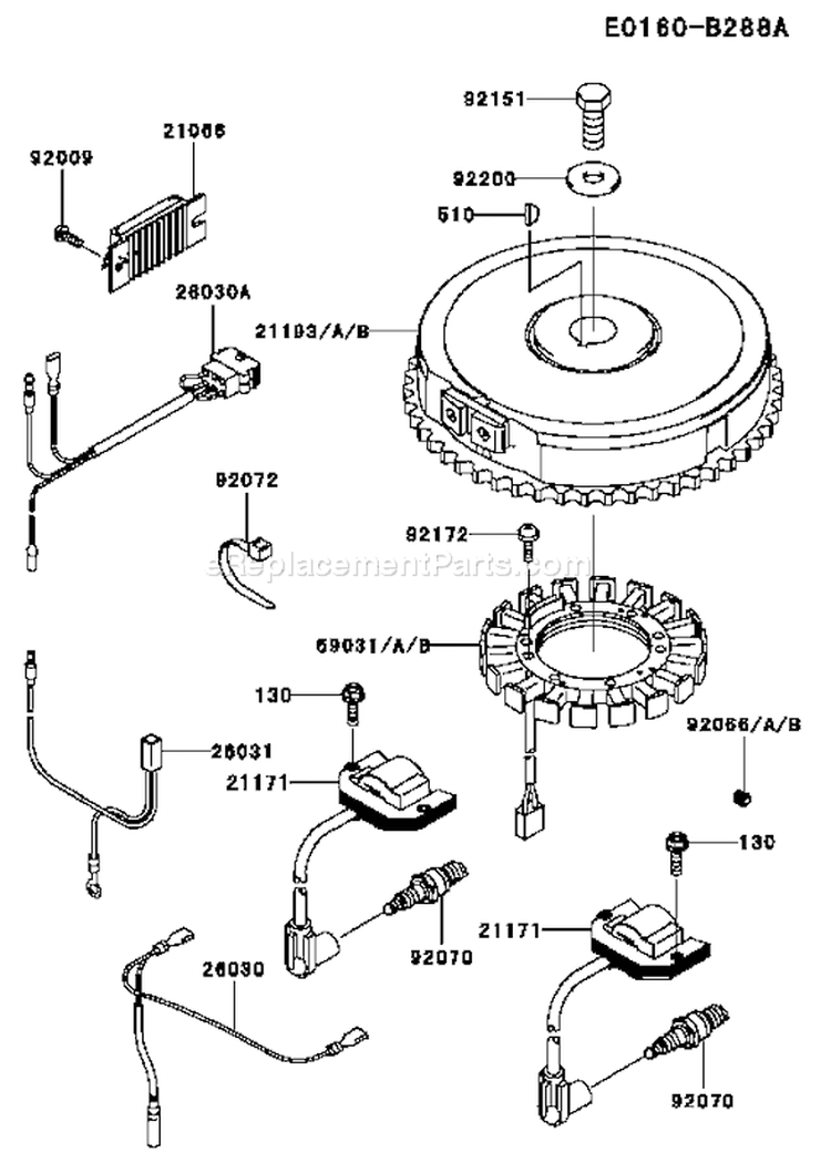 Page F Diagram and Parts List for FH541V-AS10  Kawasaki Engine
